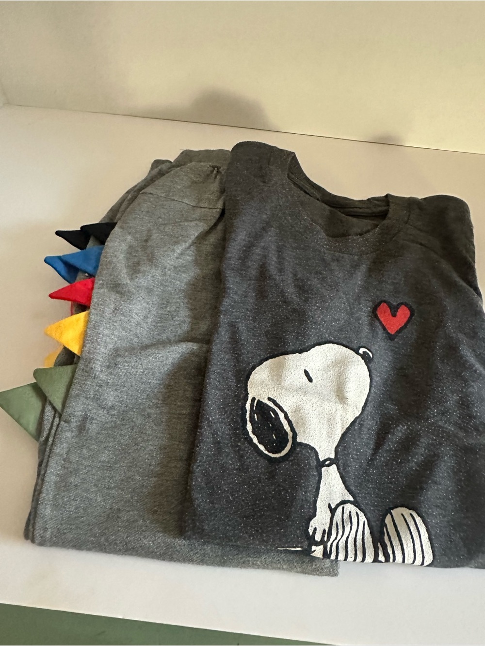 Gray Kids Joggers with Dinosaur Patch